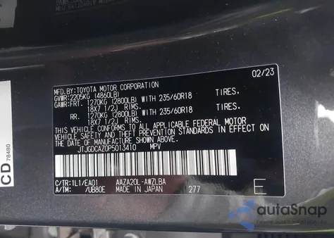 2023 Lexus Nx 250 Premium from USA, damaged, VIN JTJGDCAZ0P5013410